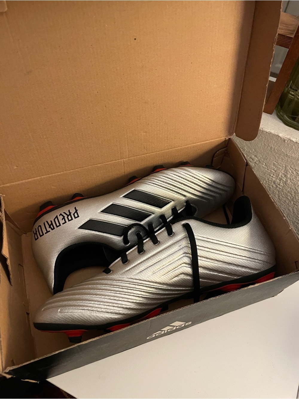 adidas Men's Predator 19.4 Soccer Cleats Silver/Black Size 10.5 Futbol NIB - Picture 5 of 10